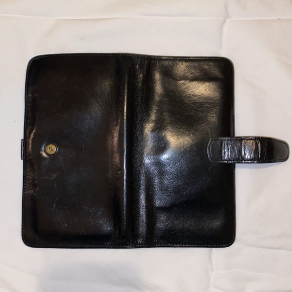 Coach Vintage Black Leather Wallet with Snap Closure Unisex - Picture 7 of 9